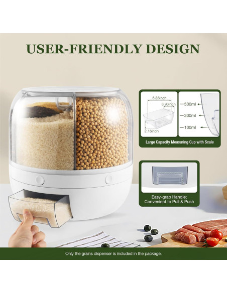 Dispensador de Granos QQDETRR 6 Compartimentos 6kg Hermético