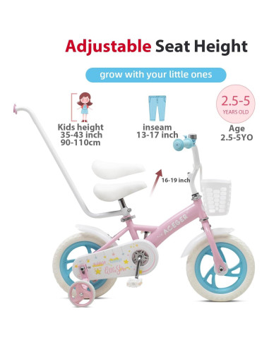 Bicicleta de Equilibrio ACEGER 12" para Niños 2-5 Años