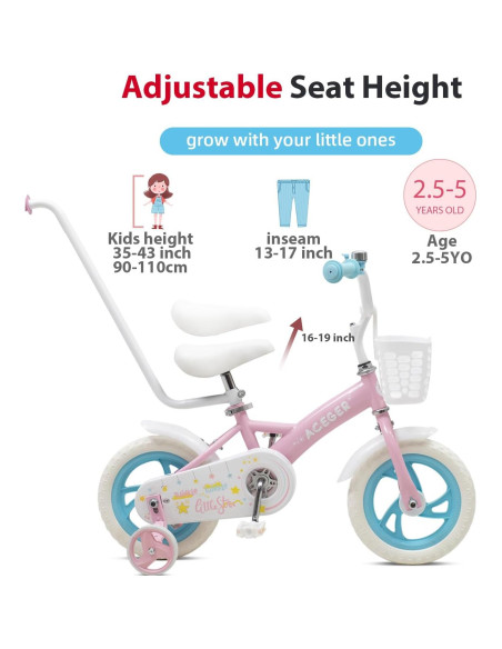Bicicleta de Equilibrio ACEGER 12" para Niños 2-5 Años