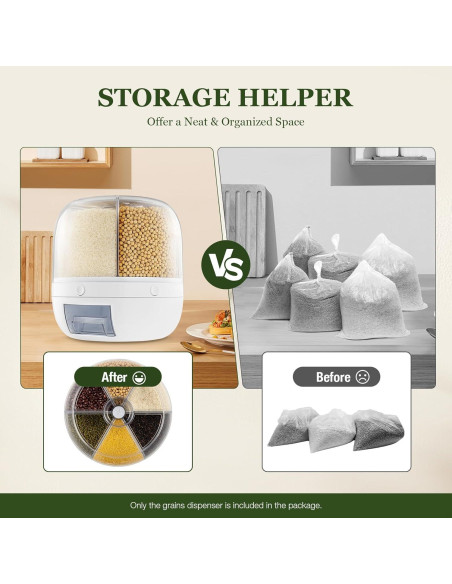 Dispensador de Granos QQDETRR 6 Compartimentos 6kg Hermético