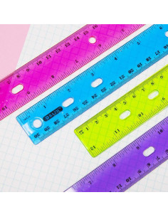 Regla Plástica BAZIC 30cm Colores Asortidos 4-Pack 2