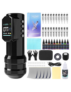 Kit de Tatuaje Inalámbrico YILONG con Pluma y Batería 1500mAh