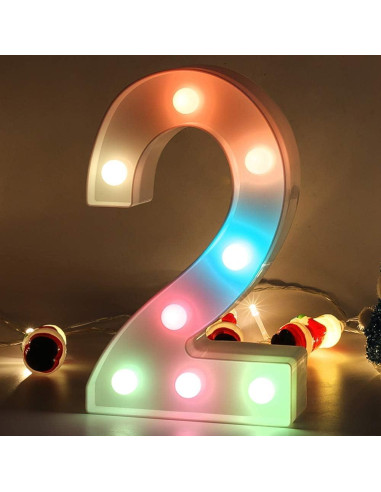 Luz LED Digital Glintee Número 2 con Control Remoto RGB