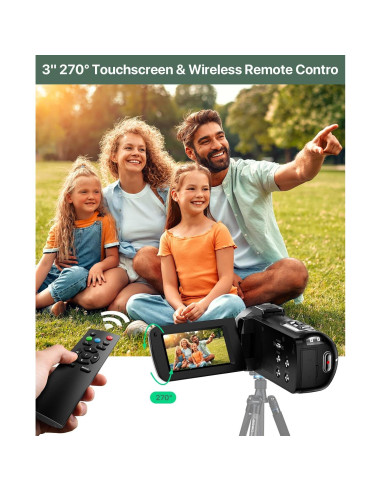 Cámara de Video 4K FJFJOPK HDV-3051L 64MP Zoom 18X