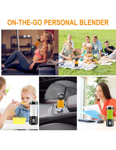 Licuadora Portátil Vaeqozva A9 380ml USB 20,000 RPM Negra