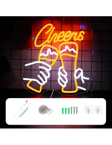 Luz de Neón WIOSOUL Cheers LED 35x33cm para Bar y Fiesta