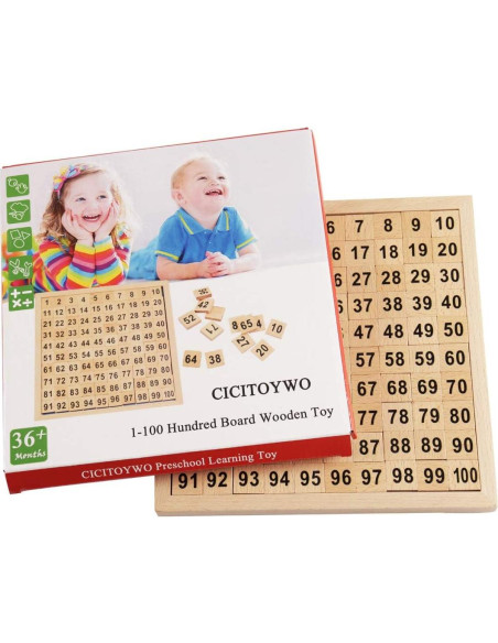 Tablero de Cien Montessori CICITOYWO - Juguete Educativo 21x21 cm Tablero de Cien Montessori CICITOYWO - Juguete Educativo 21x21 cm