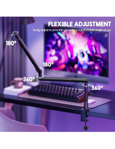 Brazo de Micrófono Emart con Soporte y Fondo Verde 1.83x2.74m 2