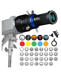 Kit de Fotografía Snoot Óptico Bussi con 35 Gobos y Soporte