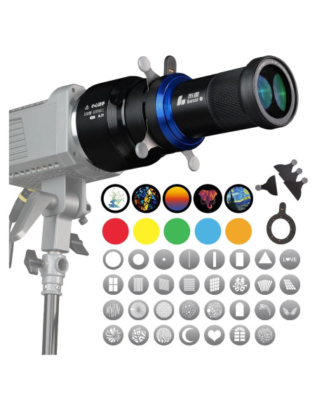 Kit de Fotografía Snoot Óptico Bussi con 35 Gobos y Soporte