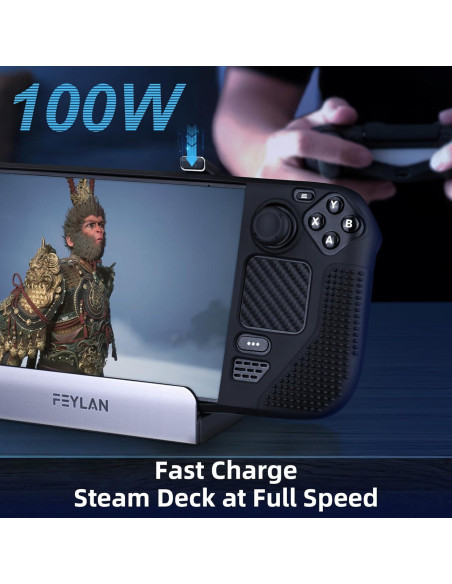 Dock 6-en-1 Feylan para Steam Deck y ROG Ally - HDMI 4K, USB-C 100W