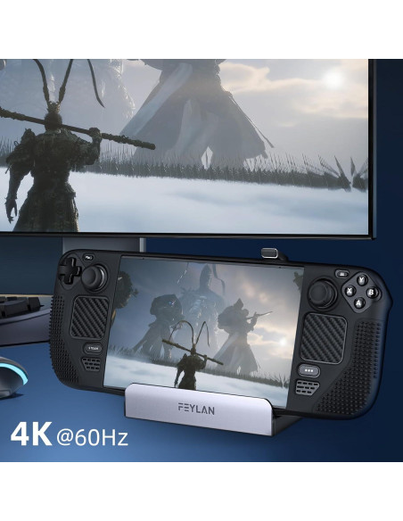 Dock 6-en-1 Feylan para Steam Deck y ROG Ally - HDMI 4K, USB-C 100W