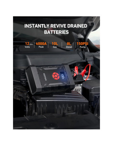 AstroAI A30 Arrancador de Batería 4000A y Compresor 150PSI