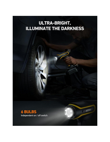 Compresor de Aire AstroAI 12V Inalámbrico 150 PSI Amarillo