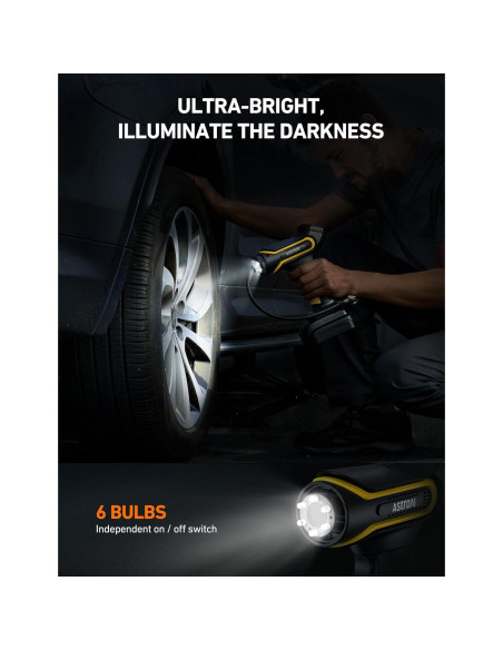 Compresor de Aire AstroAI 12V Inalámbrico 150 PSI Amarillo