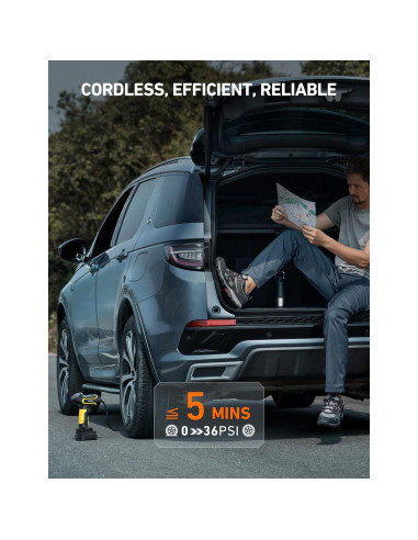 Compresor de Aire AstroAI 12V Inalámbrico 150 PSI Amarillo