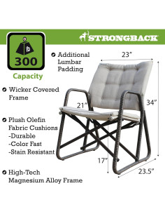 Silla Plegable STRONGBACK Beige - Ergonómica y Acolchada 136 kg 2