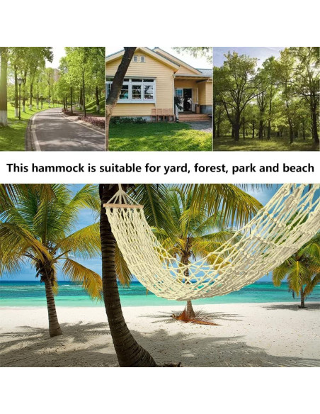 Hamaca de Cuerda de Algodón Tengsun 198x81cm 100kg Gris