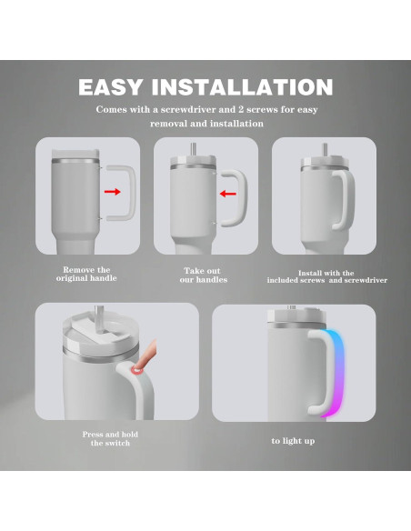 Mango LED Gris Jukestarz para Taza Stanley 40oz/30oz