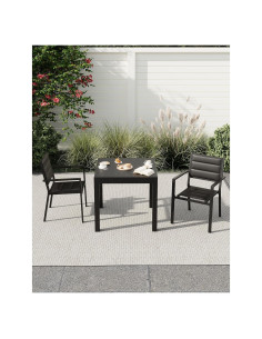 Sillas de Comedor Apilables ElfinAura - Aluminio Negro para Exterior