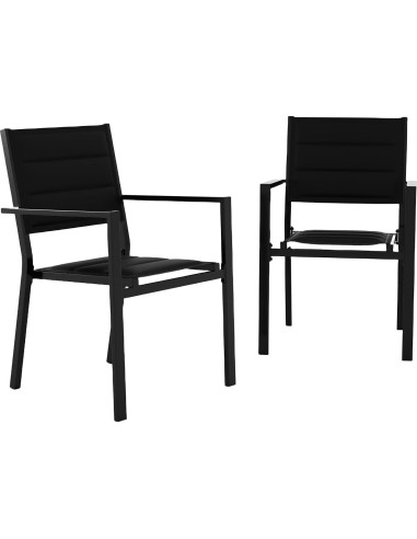 Sillas de Comedor Apilables ElfinAura - Aluminio Negro para Exterior