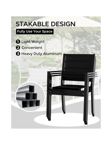 Sillas de Comedor Apilables ElfinAura - Aluminio Negro para Exterior Sillas de Comedor Apilables ElfinAura - Aluminio Negro para Exterior