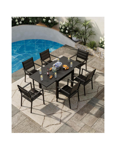 Sillas de Comedor Apilables ElfinAura - Aluminio Negro para Exterior