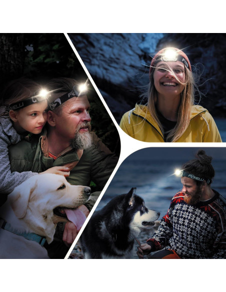 Paquete de 2 Linternas Frontales LED Foxelli - Caqui y Azul, IPX5