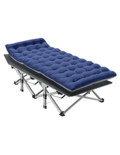 Cama Plegable para Camping Extra Ancha con Colchón - Azul