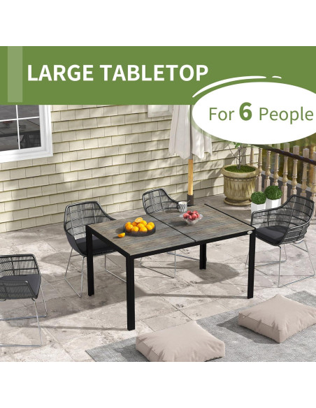 Mesa de Comedor al Aire Libre Outsunny 140x90 cm para 6 Personas