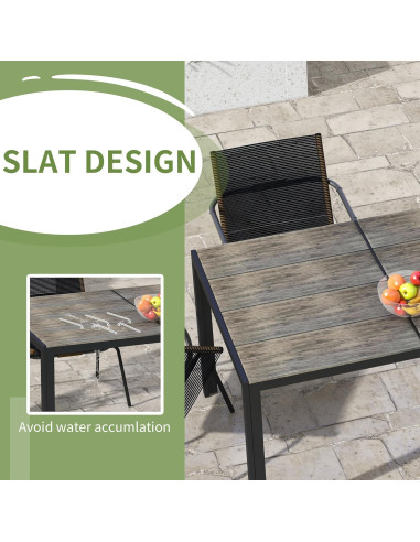 Mesa de Comedor al Aire Libre Outsunny 140x90 cm para 6 Personas