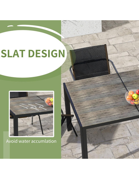 Mesa de Comedor al Aire Libre Outsunny 140x90 cm para 6 Personas