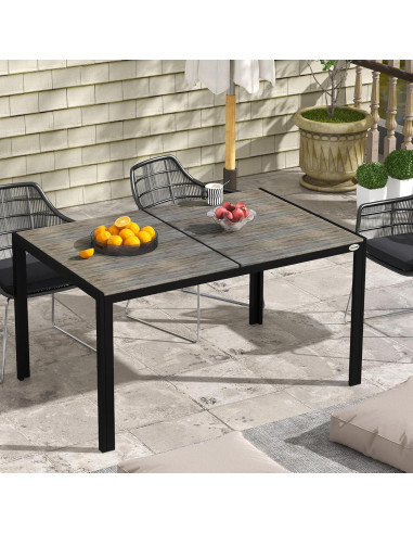 Mesa de Comedor al Aire Libre Outsunny 140x90 cm para 6 Personas