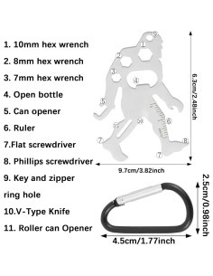 2 Piezas Carabiner Multitool Ymapinc - Abrebotellas Acero Inoxidable 2