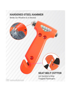 Martillo de Seguridad Zlirfy 3 en 1 para Automóvil Naranja 2
