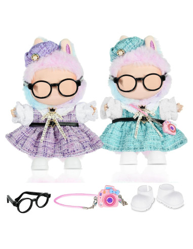 2 Conjuntos de Ropa Kawaii dollbie para Muñecas 17cm