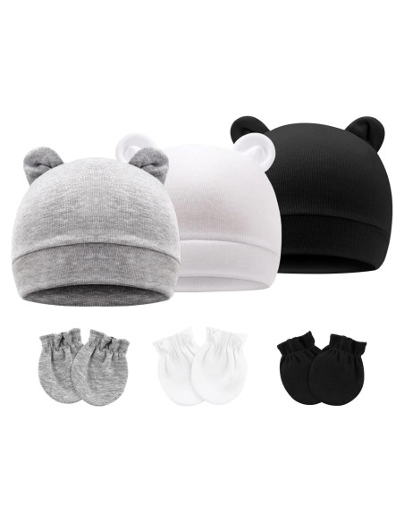 Conjunto Gorras y Manoplas BQUBO Bebés Algodón 0-6 Meses