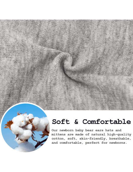 Conjunto Gorras y Manoplas BQUBO Bebés Algodón 0-6 Meses
