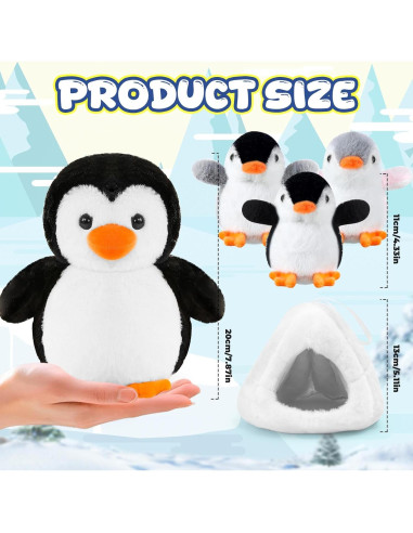 Conjunto de Peluches de Pingüino HAPGFS con Igloo - 3 Mini Juguetes
