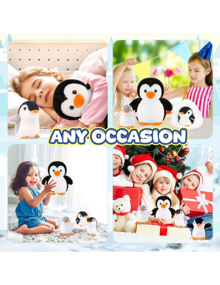 Conjunto de Peluches de Pingüino HAPGFS con Igloo - 3 Mini Juguetes