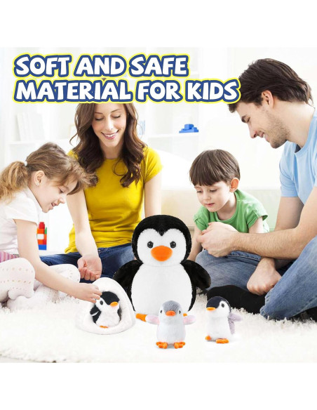 Conjunto de Peluches de Pingüino HAPGFS con Igloo - 3 Mini Juguetes