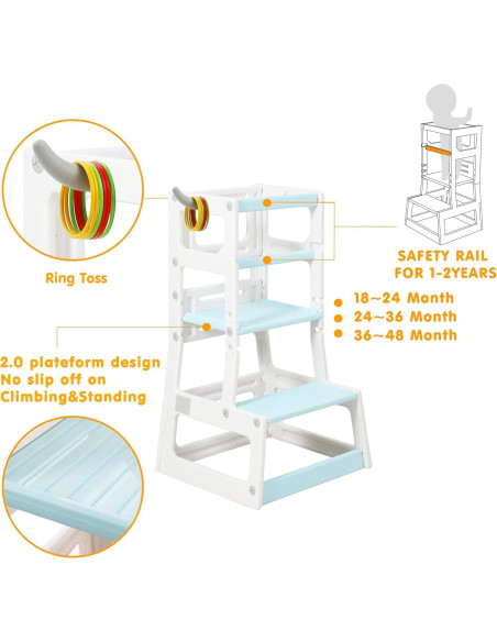 Escalera Ajustable SDADI para Niños con Barandillas y Antideslizante Escalera Ajustable SDADI para Niños con Barandillas y Antideslizante