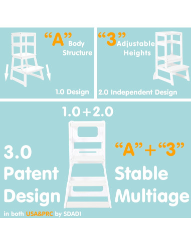 Escalera Ajustable SDADI para Niños con Barandillas y Antideslizante