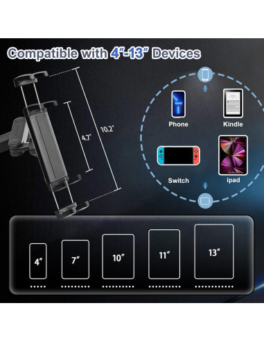 Soporte para Tableta Kolasels en Reposacabezas de Auto 4-13"