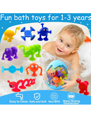 Juguetes de baño Tidesiok con ventosa para niños 1-3 años