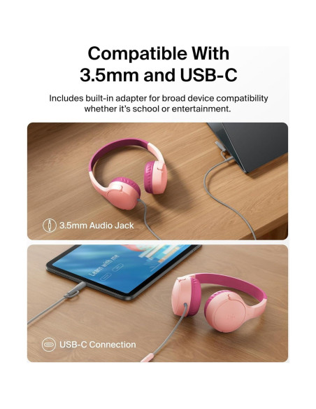 Auriculares con cable Belkin SoundForm Mini para niños Rosa