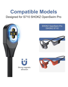 Cable de Carga Magnético 4 Pines Shokz OpenSwim Pro 1m 2