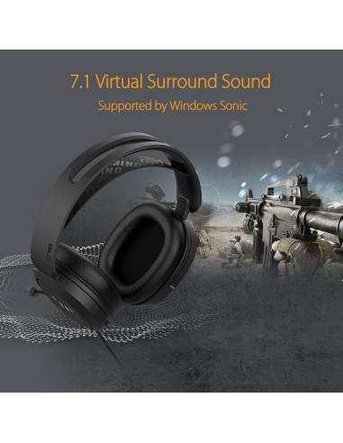 Auriculares Gaming ASUS TUF H1 con Cable, Sonido 7.1, 40mm