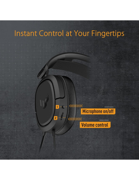 Auriculares Gaming ASUS TUF H1 con Cable, Sonido 7.1, 40mm