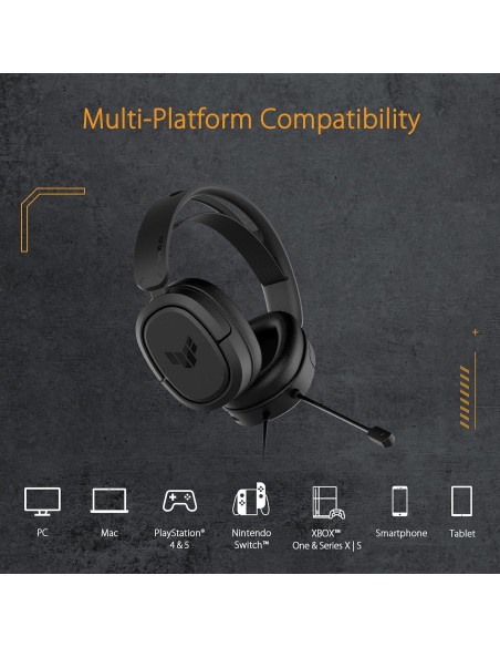Auriculares Gaming ASUS TUF H1 con Cable, Sonido 7.1, 40mm